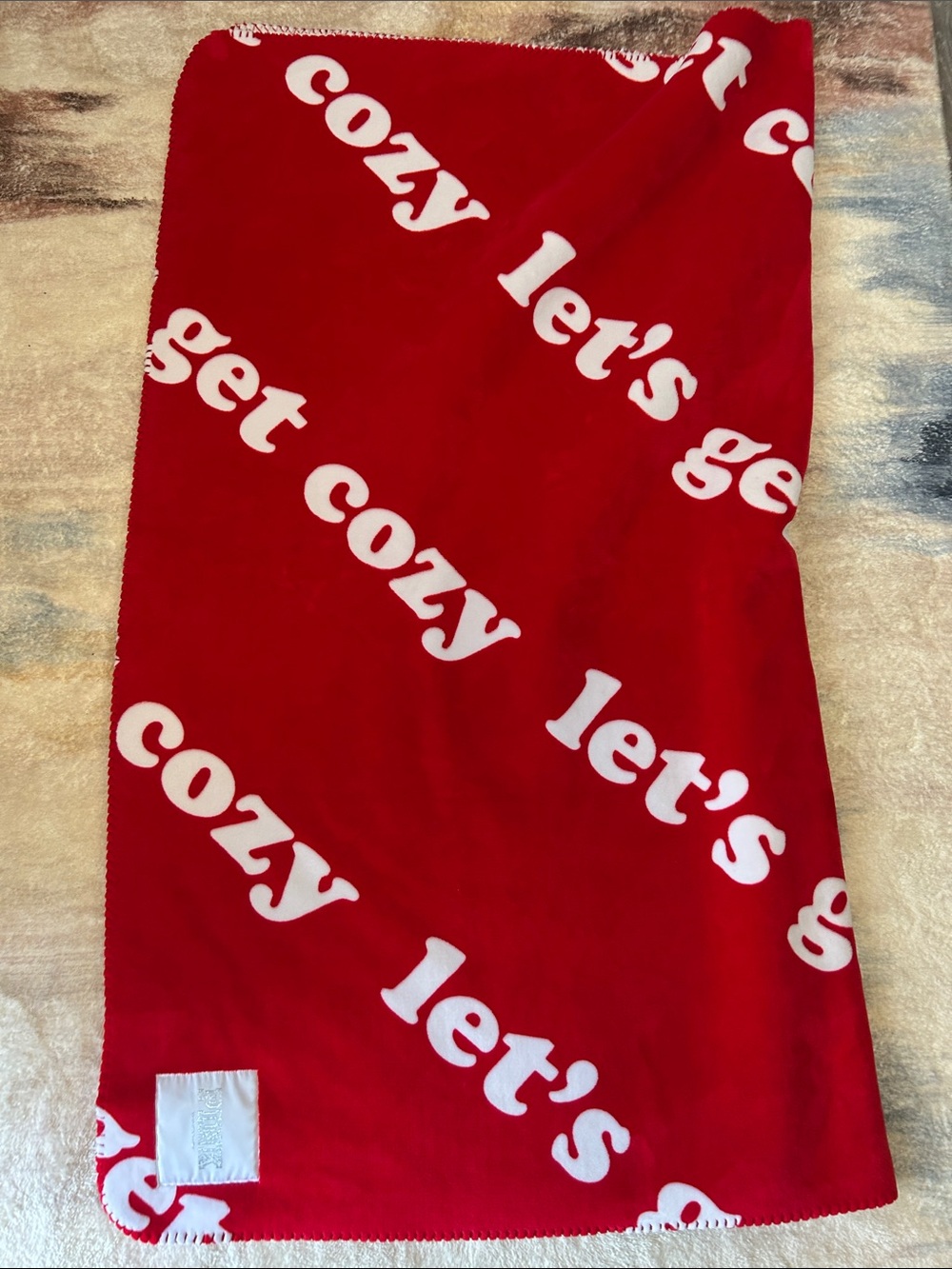 Victoria's Secret Red blanket with let’s get cozy